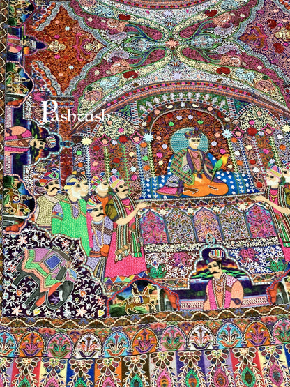Pashtush India 100x200 Pashtush Womens Pure Wool, Hand Embroidered Kalamkari Shawl, With Woolmark Certificate