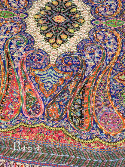 Pashtush India 100x200 Pashtush Womens Pure Wool, Hand Embroidered Kalamkari Shawl, With Woolmark Certificate