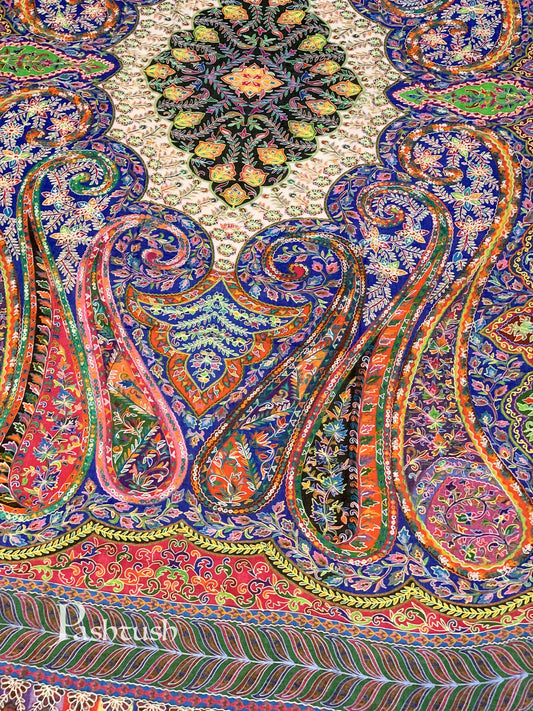 Pashtush India 100x200 Pashtush Womens Pure Wool, Hand Embroidered Kalamkari Shawl, With Woolmark Certificate