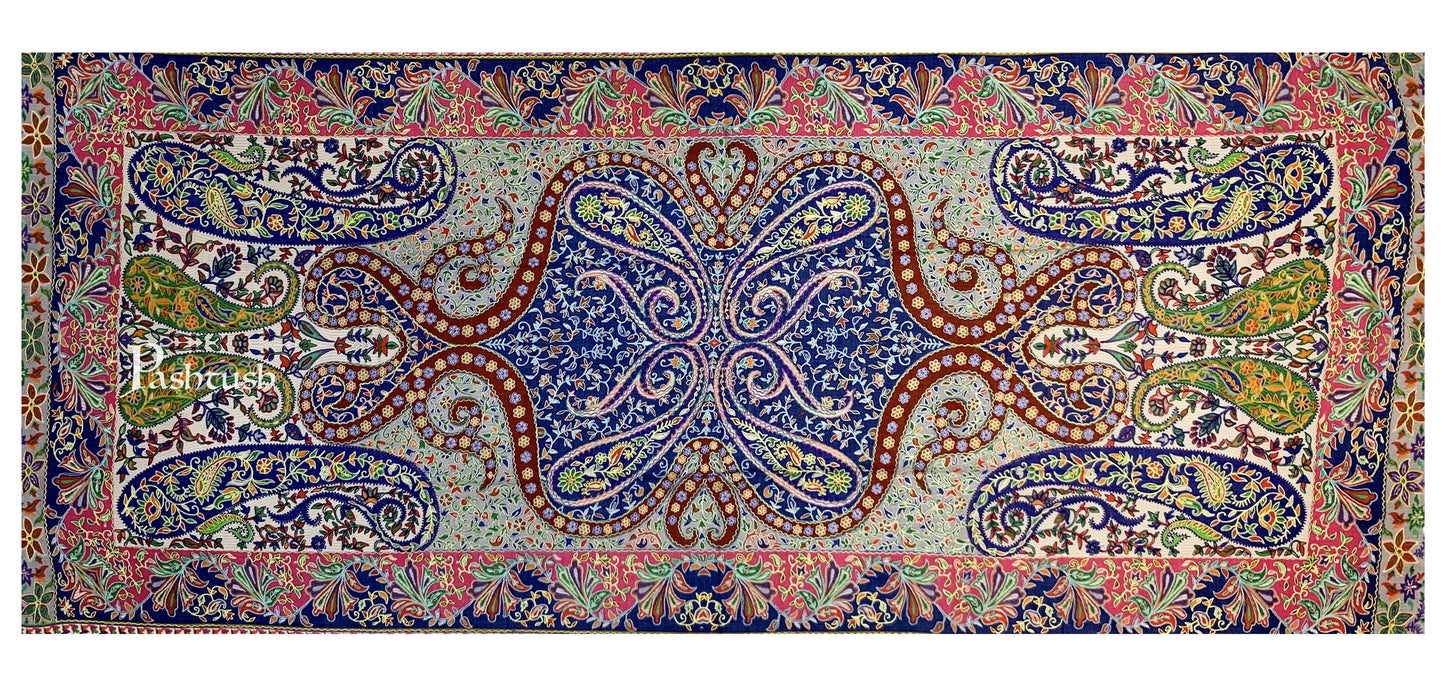Pashtush India 100x200 Pashtush Womens Pure Wool, Hand Embroidered Kalamkari Shawl, With Woolmark Certificate