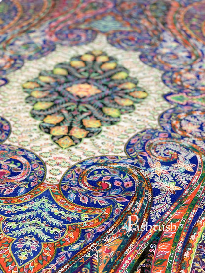 Pashtush India 100x200 Pashtush Womens Pure Wool, Hand Embroidered Kalamkari Shawl, With Woolmark Certificate