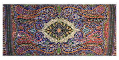 Pashtush India 100x200 Pashtush Womens Pure Wool, Hand Embroidered Kalamkari Shawl, With Woolmark Certificate