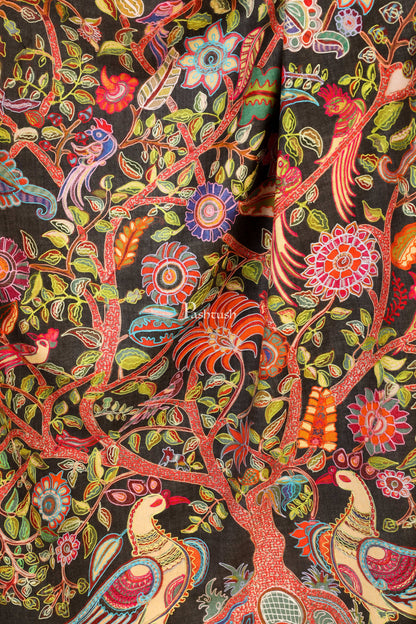 Pashtush India 100x200 Pashtush Womens Pure Wool, Hand Embroidered Kalamkari Shawl, With Woolmark Certificate