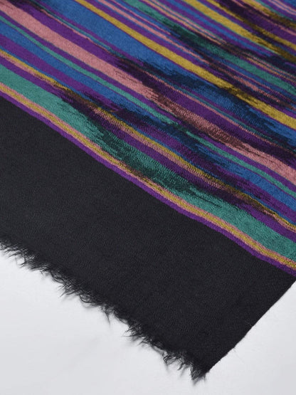 Pashtush India 100x200 Pashtush Womens Pure Wool Multicolour Striped Shawl, With Woolmark Certificate