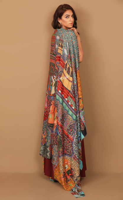 Pashtush India 100x200 Pashtush Womens, Pure Wool, Printed Darbar Shawl, Woolmark Certified.