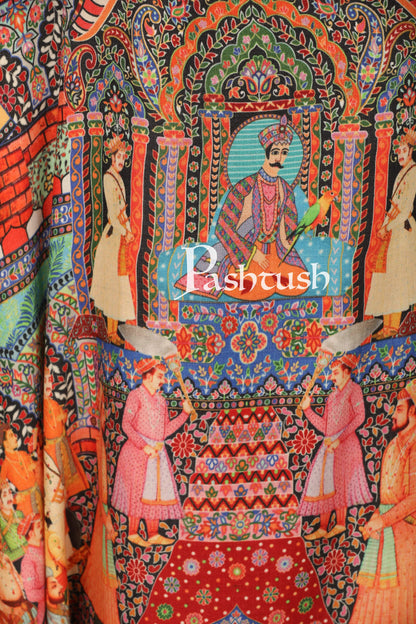 Pashtush India 100x200 Pashtush Womens, Pure Wool, Printed Darbar Shawl, Woolmark Certified.