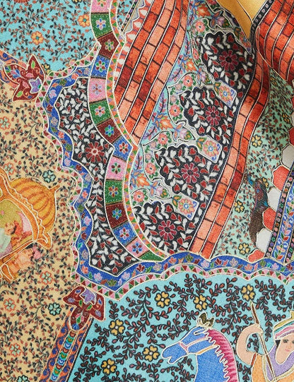 Pashtush India 100x200 Pashtush Womens, Pure Wool, Printed Darbar Shawl, Woolmark Certified.