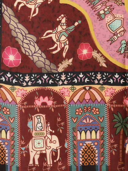 Pashtush India Womens Shawls Pashtush Womens, Pure Wool, Printed Darbar Shawl, Woolmark Certified.