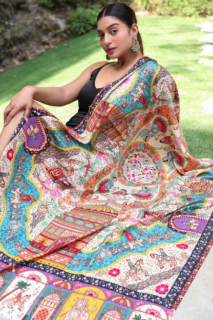 Pashtush India Womens Shawls Pashtush Womens, Pure Wool, Printed Darbar Shawl, Woolmark Certified