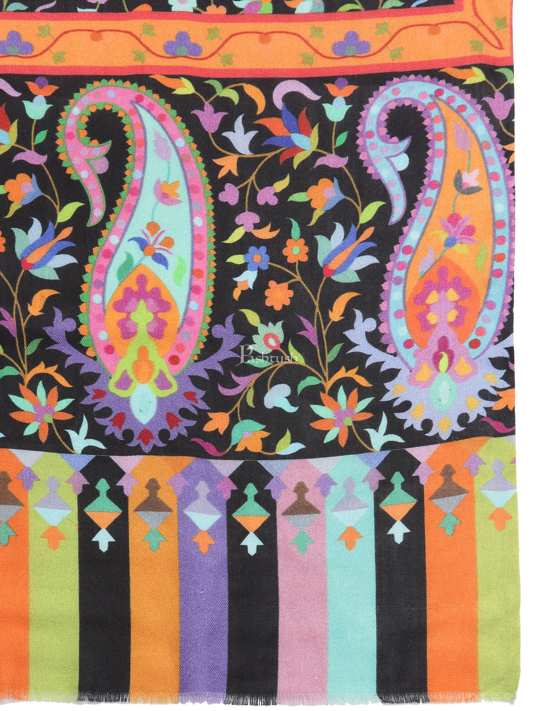 Pashtush India Womens Shawls Pashtush Womens Pure Wool Printed Shawl, Soft And Warm
