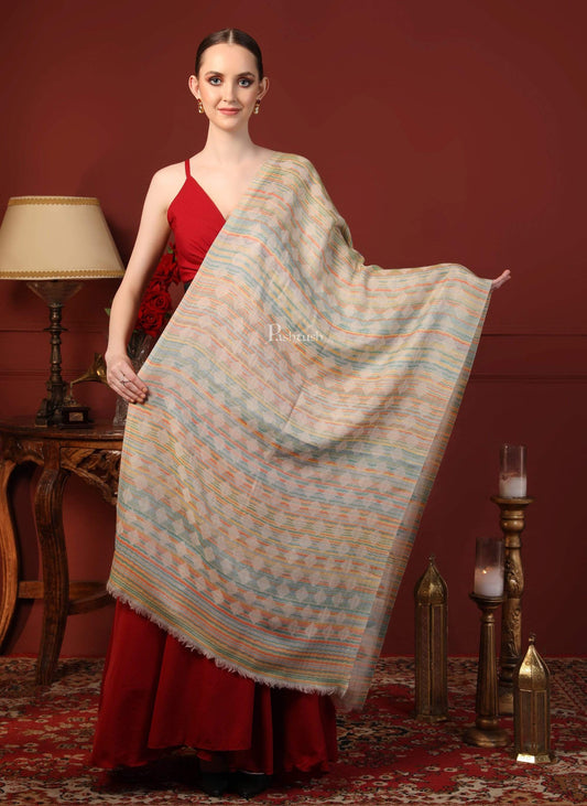 Pashtush India 70x200 Pashtush Womens Reversible Stole, 100% Pure Wool With Woolmark Certification