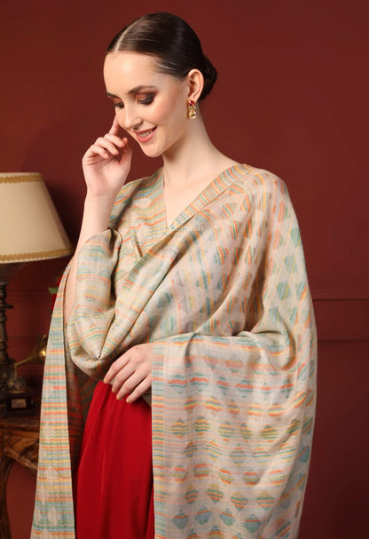 Pashtush India 70x200 Pashtush Womens Reversible Stole, 100% Pure Wool With Woolmark Certification