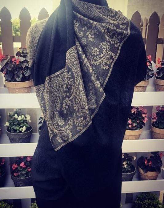Pashtush India Stole Pashtush Womens Reversible Stole, Paisley design Navy