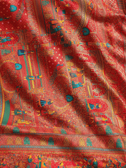 Pashtush Shawl Store Womens Suits Unstitched Material Pashtush Womens Saree, Bamboo Silk, Zari Weave Design, Rust