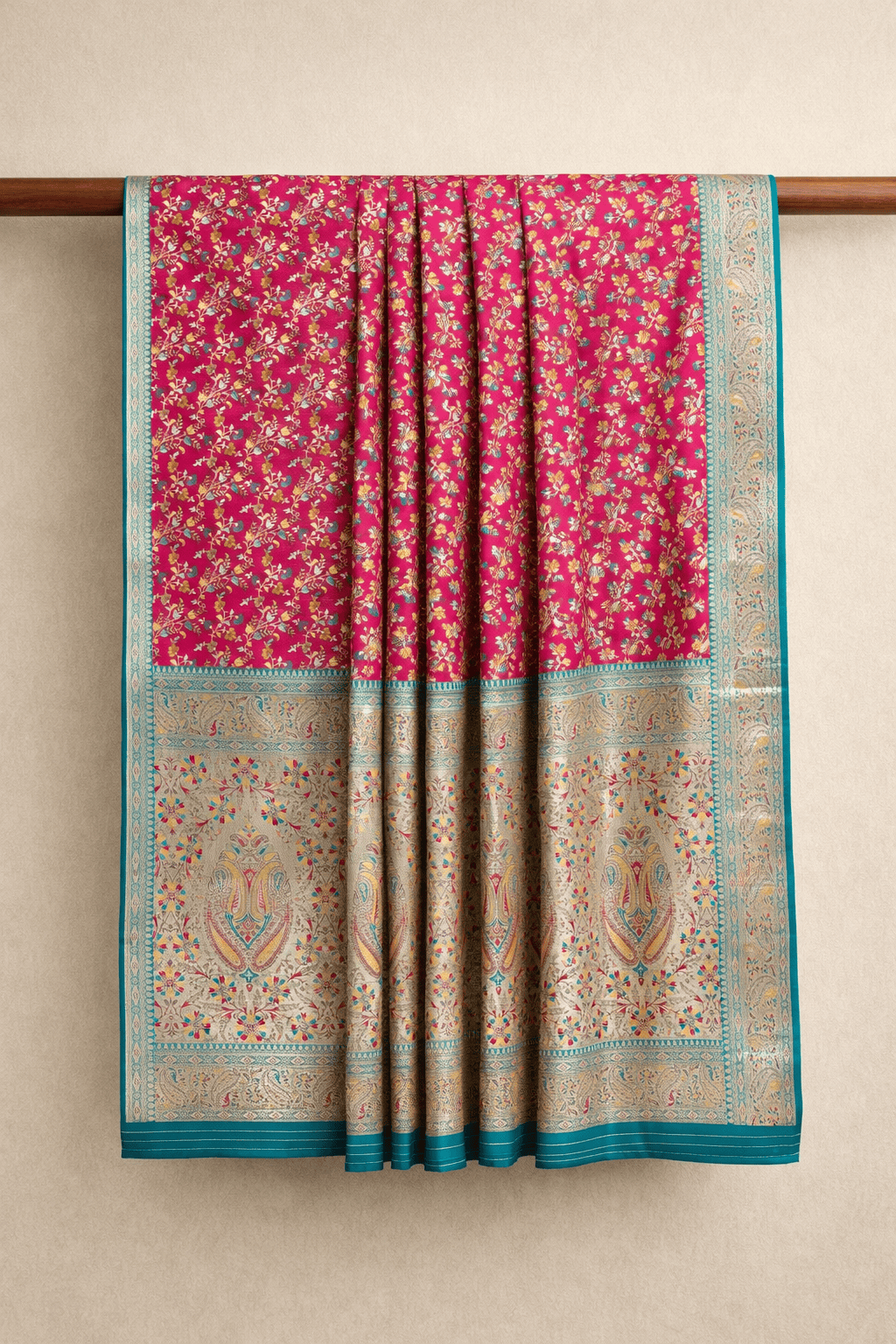 Pashtush Shawl Store Gift Pack Pashtush Womens Saree, Woven Art-Silk, Zari Weave Design, fuchsia