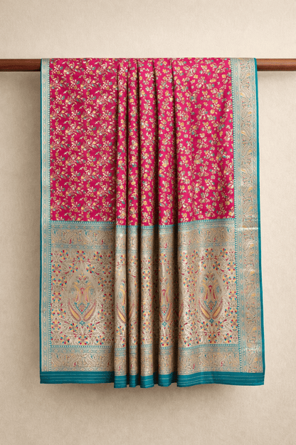 Pashtush Shawl Store Gift Pack Pashtush Womens Saree, Woven Art-Silk, Zari Weave Design, fuchsia