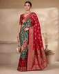 Pashtush Shawl Store Womens Suits Unstitched Material Pashtush Womens Saree, Woven Art-Silk, Zari Weave Design, Ombre Crimson