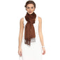 Pashtush India 70x200 Pashtush Womens Scarf, Stole Jacquard, paisley, Coffee