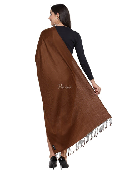 Pashtush India Womens Stoles and Scarves Scarf Pashtush Womens Scarf, Stole Jacquard Paisley, Coffee