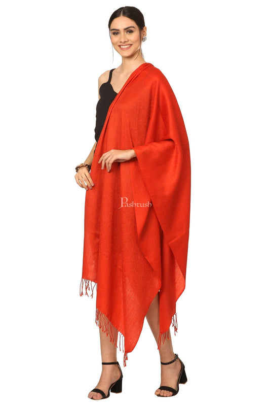 Pashtush India Womens Stoles and Scarves Scarf Pashtush Womens Scarf, Stole Jacquard, Paisley, Rust