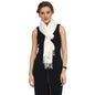 Pashtush Womens Scarf, Stole Jacquard, Paisley, White