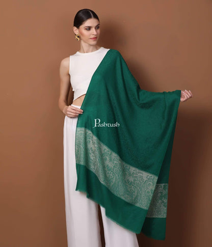 Pashtush India 70x200 Pashtush Womens Scarf with Chanting Paisleys Design, Soft and Warm, Emerald Green