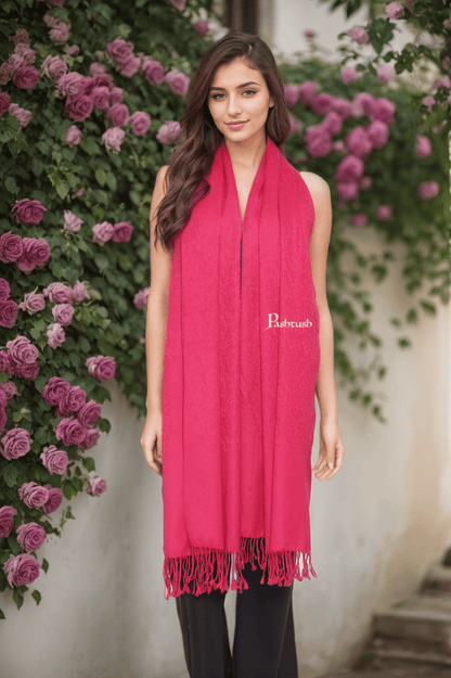 Pashtush India Womens Stoles and Scarves Scarf Pashtush Womens Self Stole, Fine Wool, Paisley Weave, Neo Pink