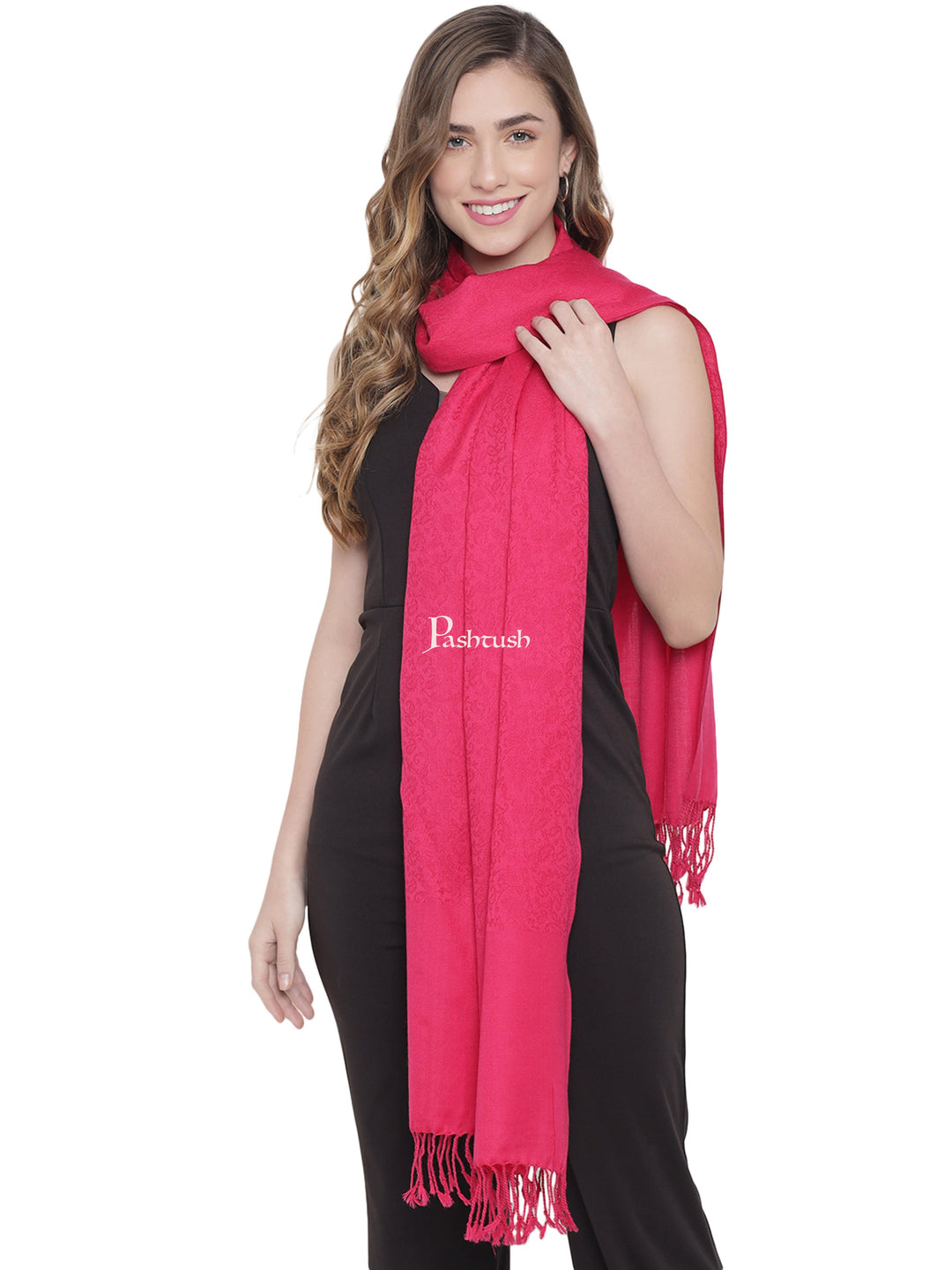 Pashtush His and Her Gift Set of Fine Wool Shawl and Stole, Beige and Pink, Packaged in Keepsake Wooden Chester Gift Box