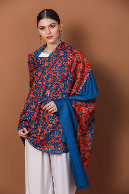 Pashtush India 100x200 Pashtush Womens Shawl, Aari Embroidery, Ferozah