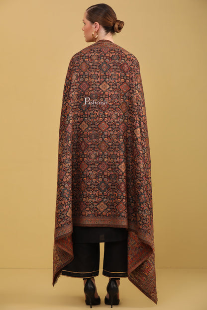 Pashtush India Womens Shawls Pashtush Womens Shawl, Ethnic Weave, Darbar Palla, Black