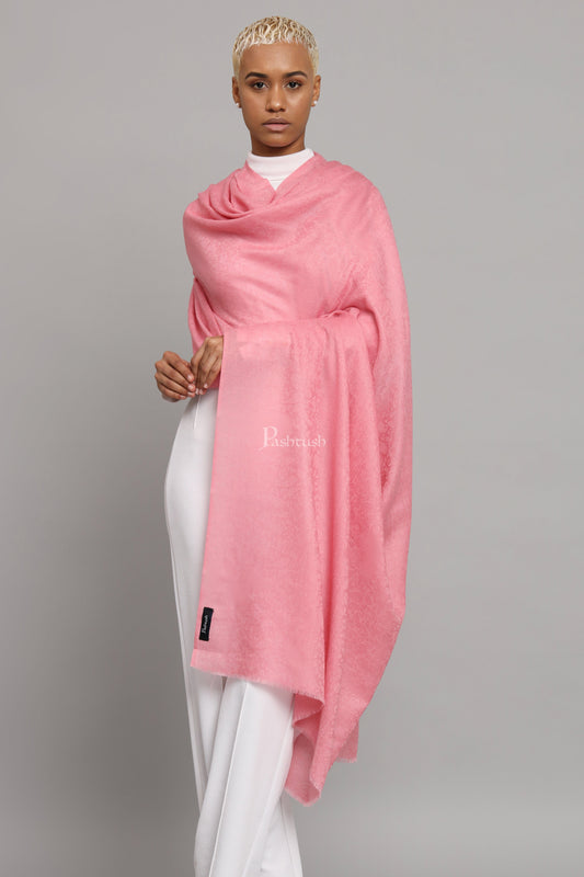 Pashtush India Womens Shawls Pashtush Womens Shawl, Extra Fine Wool, With Paisely Weave, Woven Design, Morning Pink
