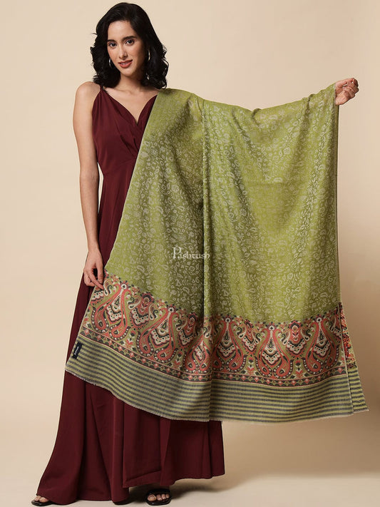 Pashtush India Womens Shawls Pashtush Womens Shawl, Extra Fine Wool, With Paisley Palla, Woven Design
