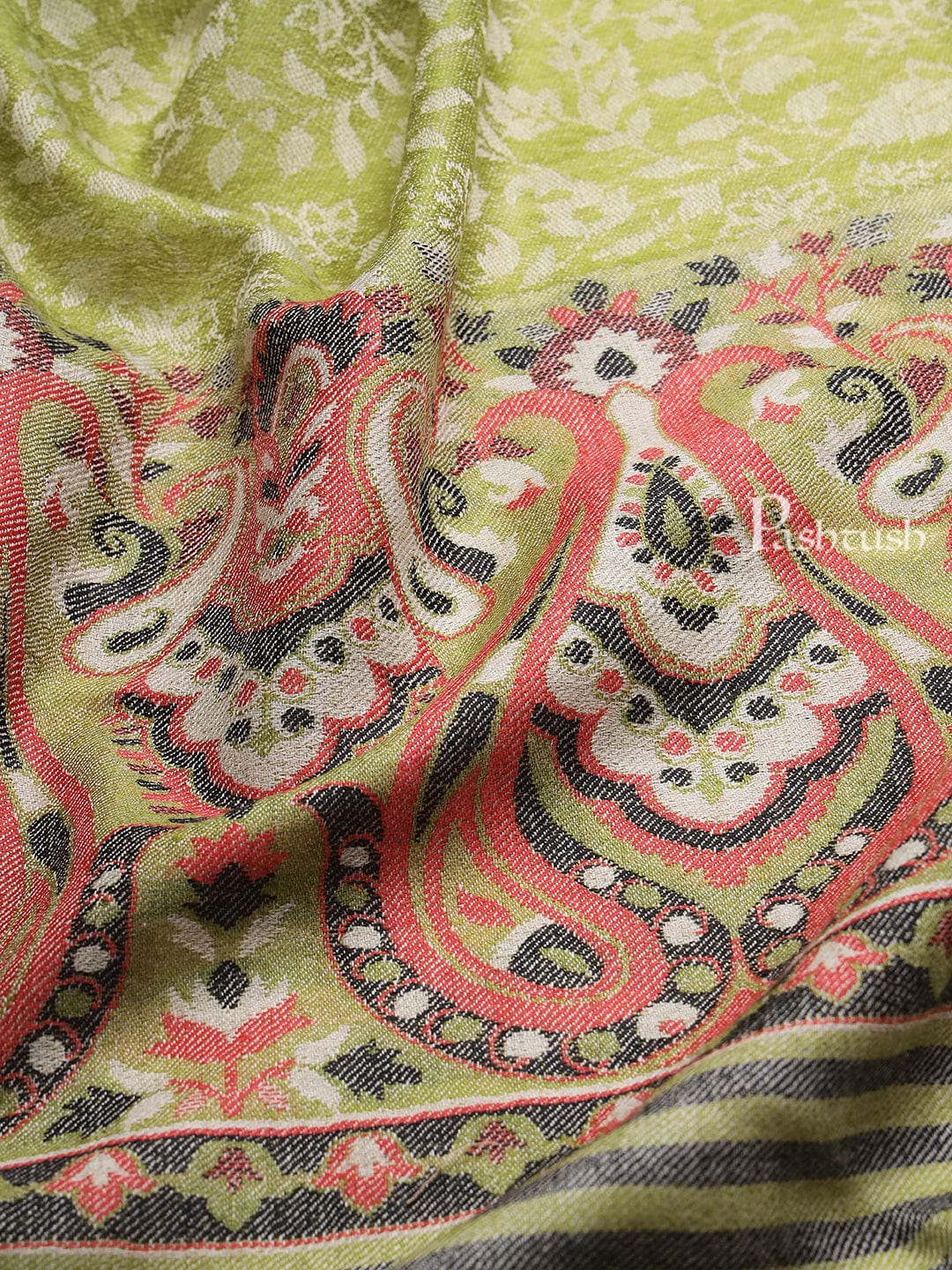 Pashtush India Womens Shawls Pashtush Womens Shawl, Extra Fine Wool, With Paisley Palla, Woven Design