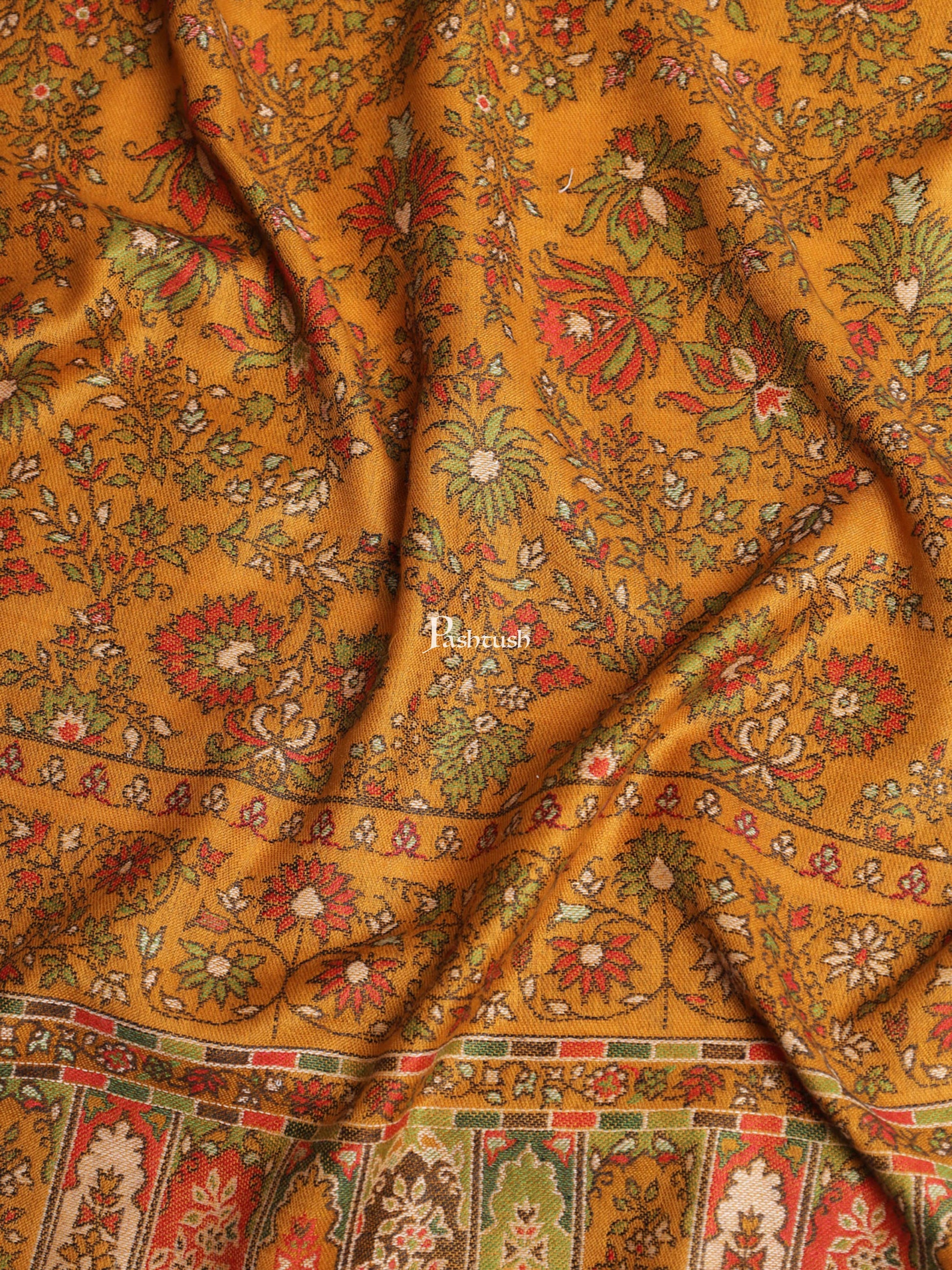 Pashtush India Womens Shawls Pashtush Womens Shawl, Faux Pashmina, Ethnic Weave, Mustard