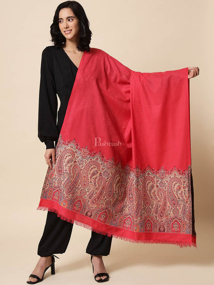 Pashtush India Womens Shawls Pashtush Womens Shawl, Faux Pashmina, Woven Palla Design , Hot Pink