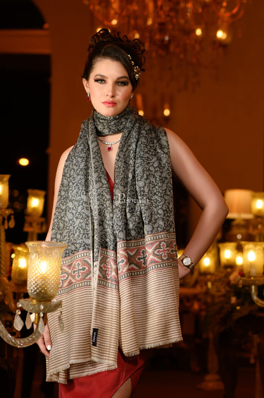 Pashtush India Womens Shawls Pashtush Womens Shawl, Fine Wool, Aztec Weave, Soft light weight, Black