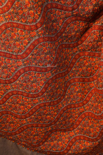 Pashtush India Womens Shawls Pashtush Womens Shawl, Fine Wool, Needlework Jaal, Papier Mache Embroidery, Beige