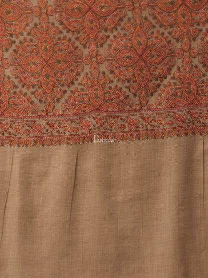 Pashtush India Womens Shawls Pashtush Womens Shawl, Fine Wool, Needlework Jaal, Papier Mache Embroidery, taupe