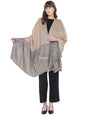 Pashtush India Womens Shawls Pashtush Womens Shawl, Fine Wool Self Jacquard Weave, Beige and Black