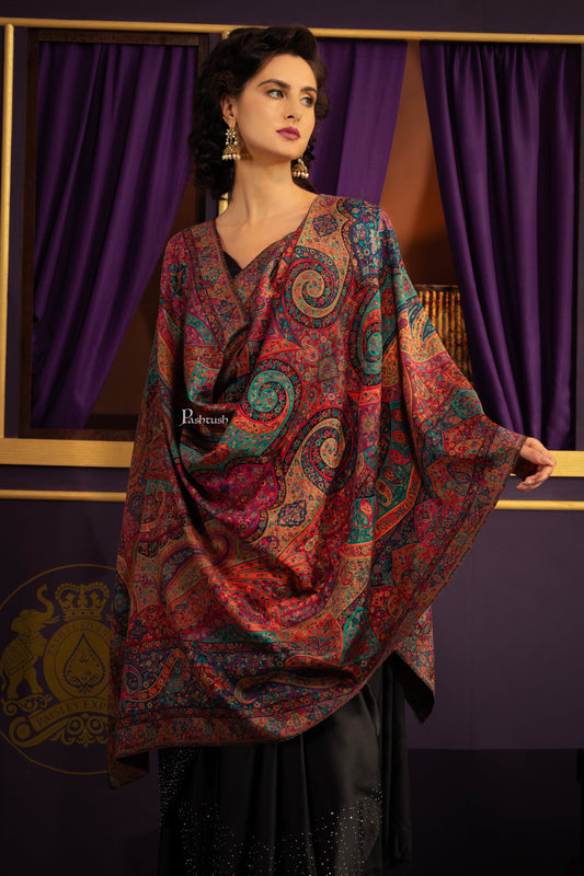 Pashtush India Womens Shawls Pashtush Womens Shawl, Fine Wool Twilight Collection, Woven Design, Multicoloured