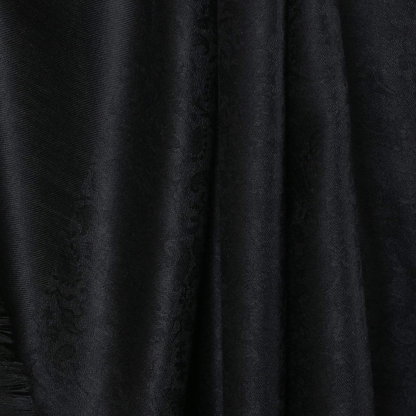 Pashtush Womens Shawl, Fine Wool With Paisley Jacquard Weave, Rich Black