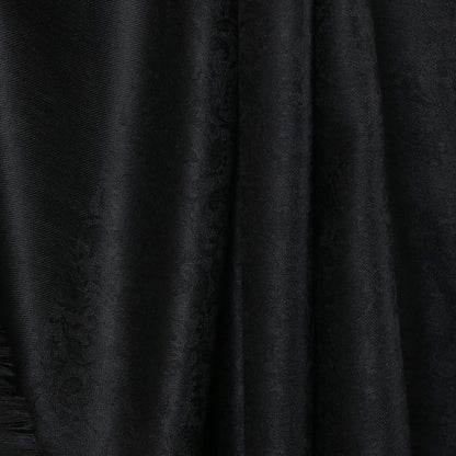 Pashtush Womens Shawl, Fine Wool With Paisley Jacquard Weave, Rich Black