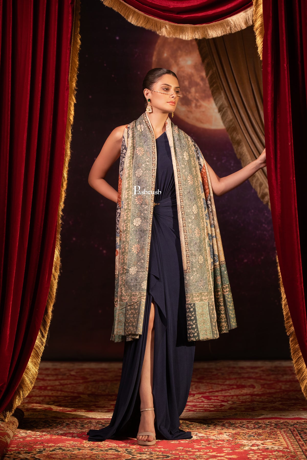 Pashtush India Womens Shawls Pashtush Womens Shawl, Kalamkari Design, Multicolour