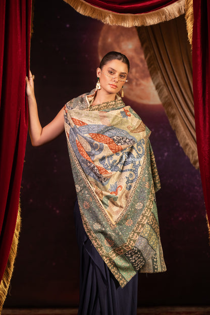 Pashtush India Womens Shawls Pashtush Womens Shawl, Kalamkari Design, Multicolour