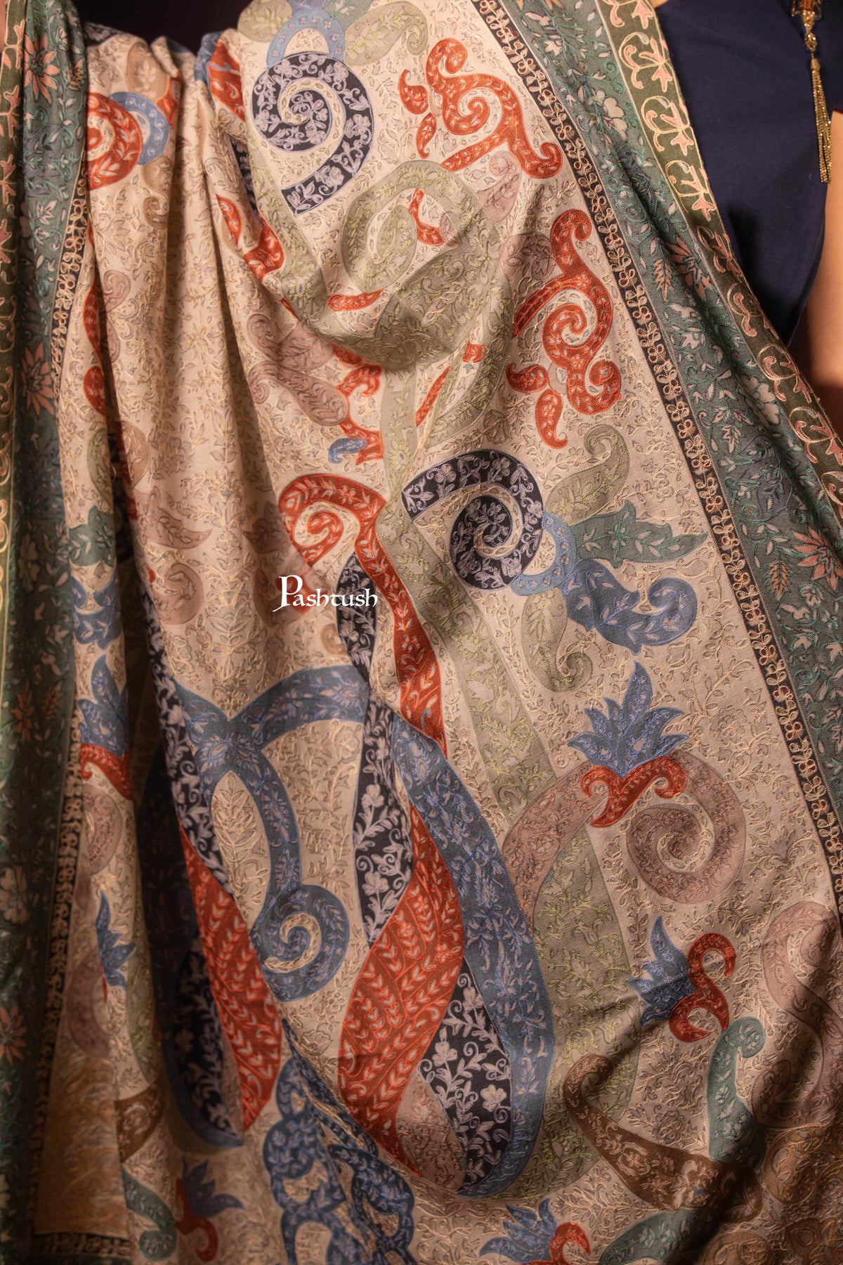 Pashtush India Womens Shawls Pashtush Womens Shawl, Kalamkari Design, Multicolour
