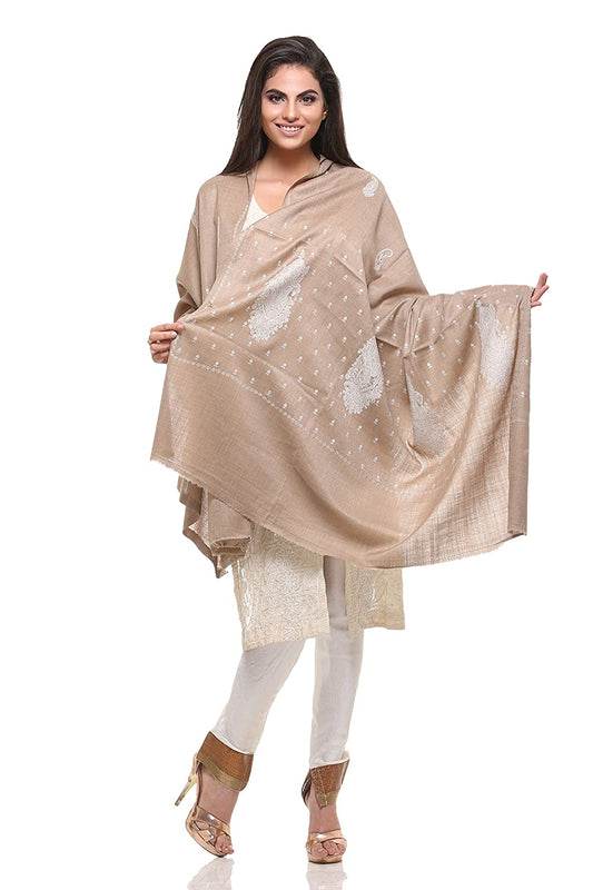 Pashtush Womens Shawl Tone On Tone Embroidery, Soft And Warm, Light Weight Shawl