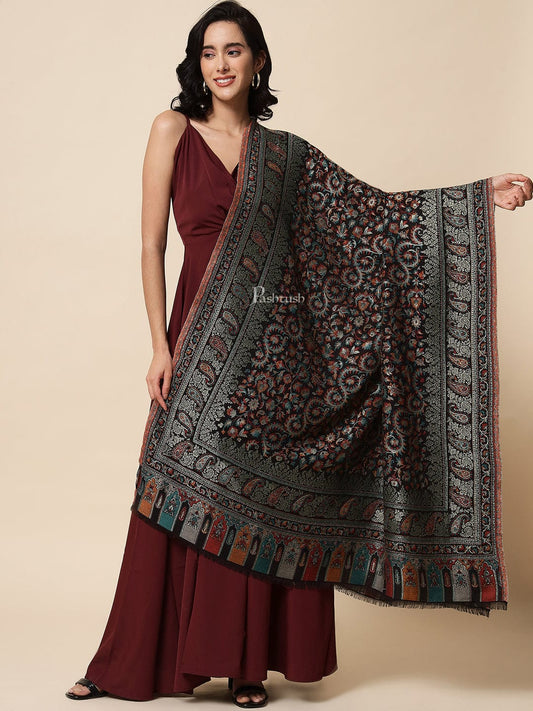 Pashtush India Womens Shawls Pashtush Womens Shawl, Twilight Collection, Bamboo Shawl with Mettalic Thread Weave, Black