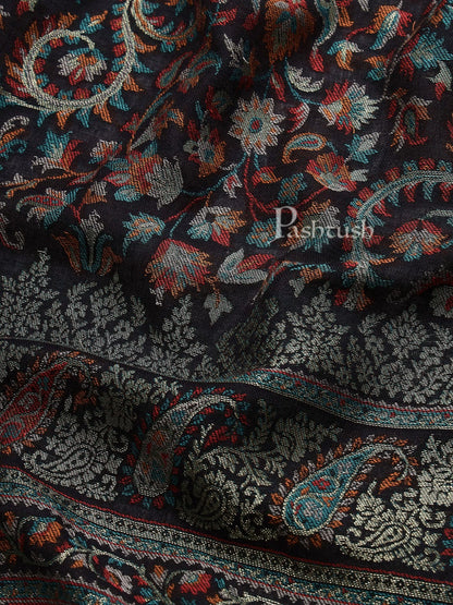 Pashtush India Womens Shawls Pashtush Womens Shawl, Twilight Collection, Bamboo Shawl with Mettalic Thread Weave, Black