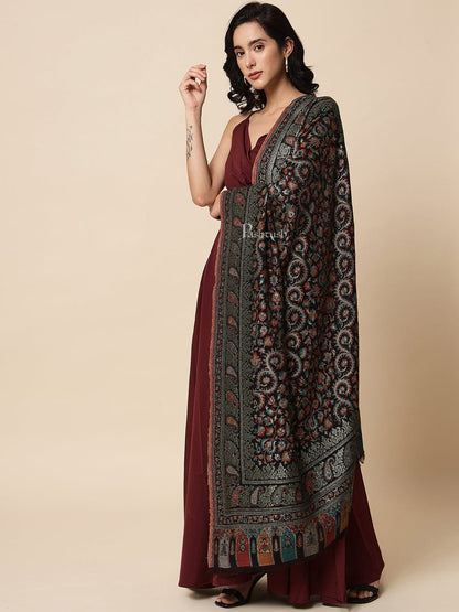 Pashtush India Womens Shawls Pashtush Womens Shawl, Twilight Collection, Bamboo Shawl with Mettalic Thread Weave, Black