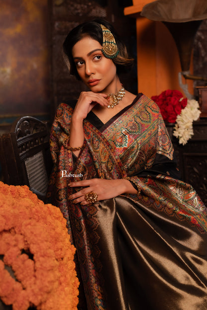 Pashtush India Womens Shawls Pashtush Womens Shawl, Twilight Collection, Fine Wool, Amber and Gold